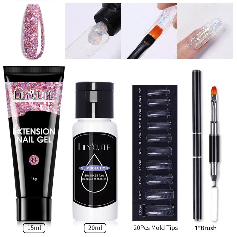 15ml Nail Extension Gel Kit – Soak Off UV Acrylic Gel in White, Clear & Pink for Home or Salon Nail Art