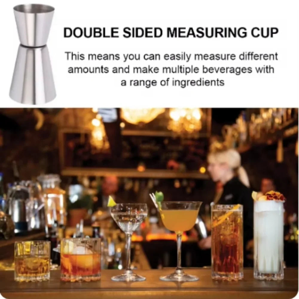 2PCS Stainless Steel Cocktail Measuring Jiggers – 30ml/60ml Double-Sided Spirit Measure Cups for Bartending, Home Bar, and Kitchen Use