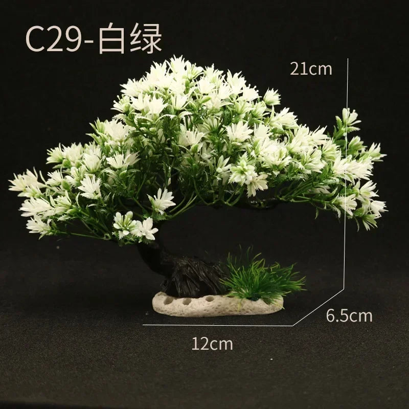 Simulation Aquarium Plant Decoration – Plastic Water Plants, Flowers, Trees, and Rock Accessories for Fish Tank Landscaping