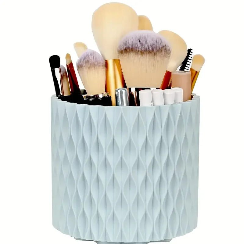 360° Rotating 5-Slot Makeup Brush Holder – Multi-Functional Desktop Organizer for Vanity & Bathroom Storage