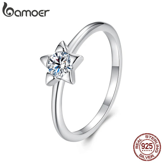Star-Shaped Moissanite Ring – 0.3 Carat D Color VVS1 Stone on 925 Sterling Silver Pave Band for Women