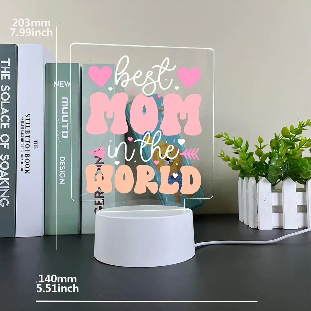 Acrylic LED Night Light for Mom – Colorful Printed Table Lamp with USB & Remote Options, Perfect for Birthday or Mother’s Day Gift