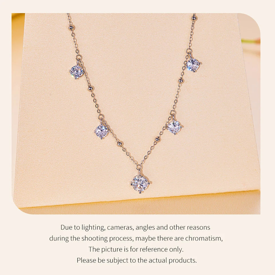 3.0 CTTW Moissanite Waterdrop Necklace – Five-Stone D Color VVS1 Pendant on 925 Sterling Silver Chain for Women
