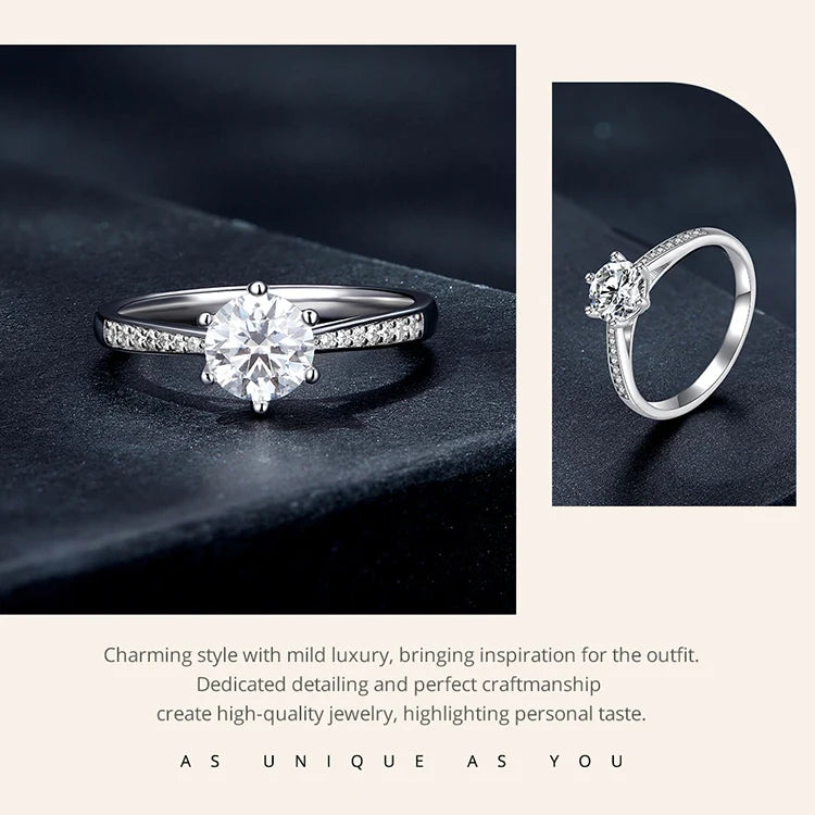 0.8 Carat Moissanite Engagement Ring – D Color VVS1 Stone with Zircon Accents on 925 Sterling Silver for Women