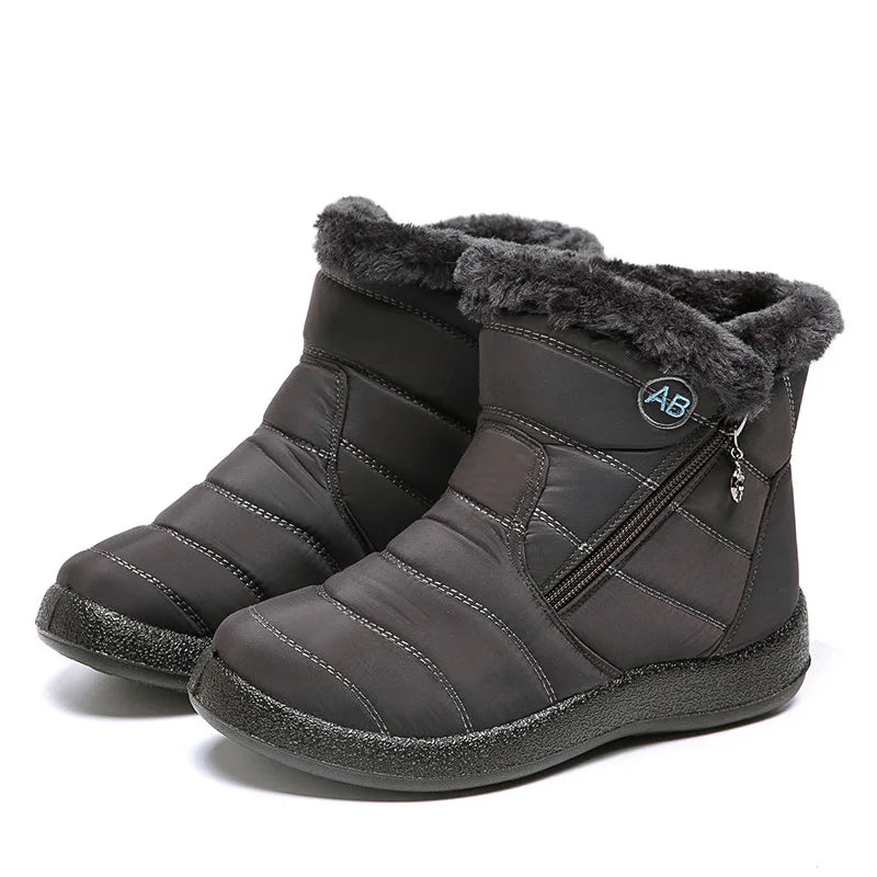 Waterproof Fur-Lined Winter Snow Boots for Women with Zipper Closure and Plush Interior