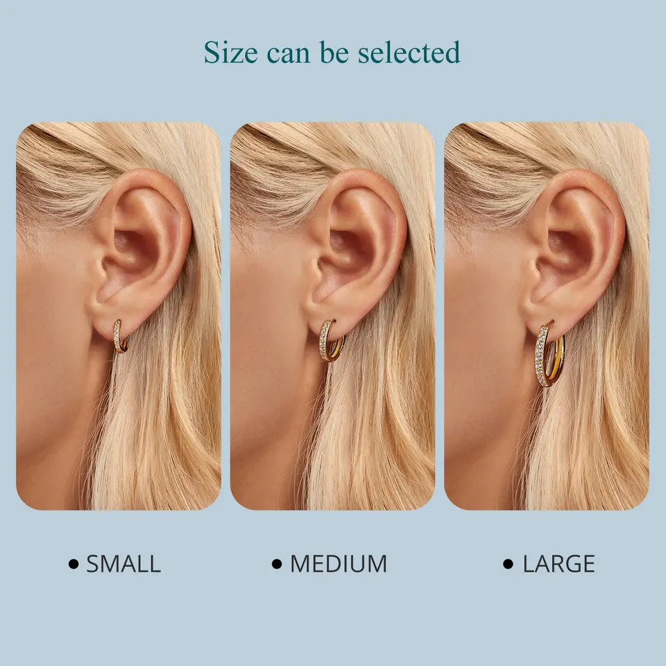 Classic CZ Huggie Hoop Earrings in 925 Sterling Silver – White Gold Plated Ear Cuffs for Women