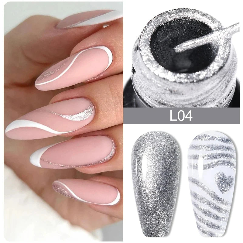 5ml Metallic Gold & Silver Liner Gel – Super Bright Mirror Nail Art Drawing Gel for French Tips & Design