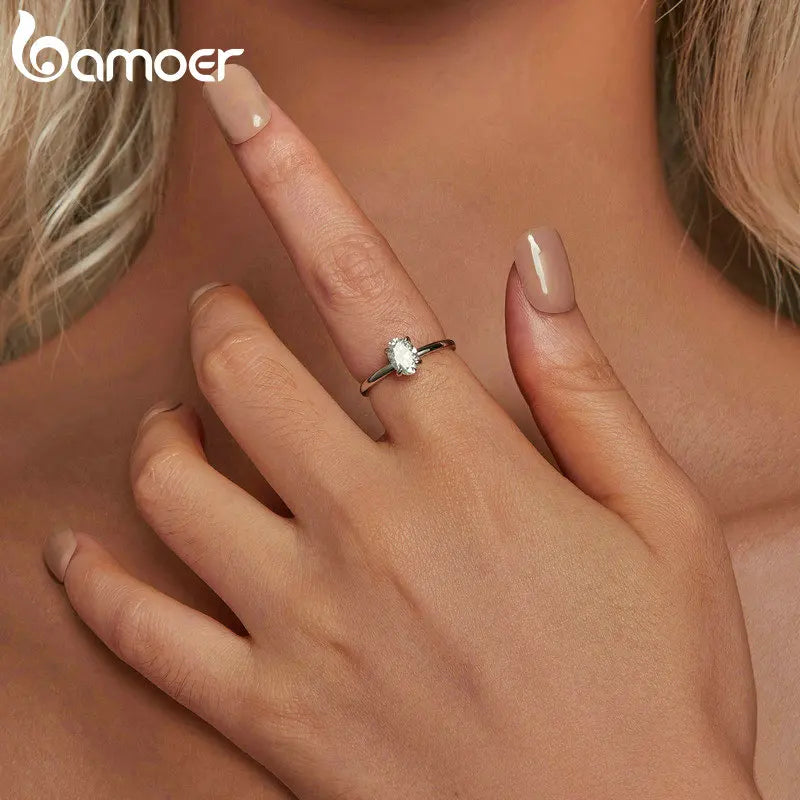 1 Carat Oval Moissanite Solitaire Ring – D Color VVS1 Stone on 925 Sterling Silver with 18K White Gold Plating for Women