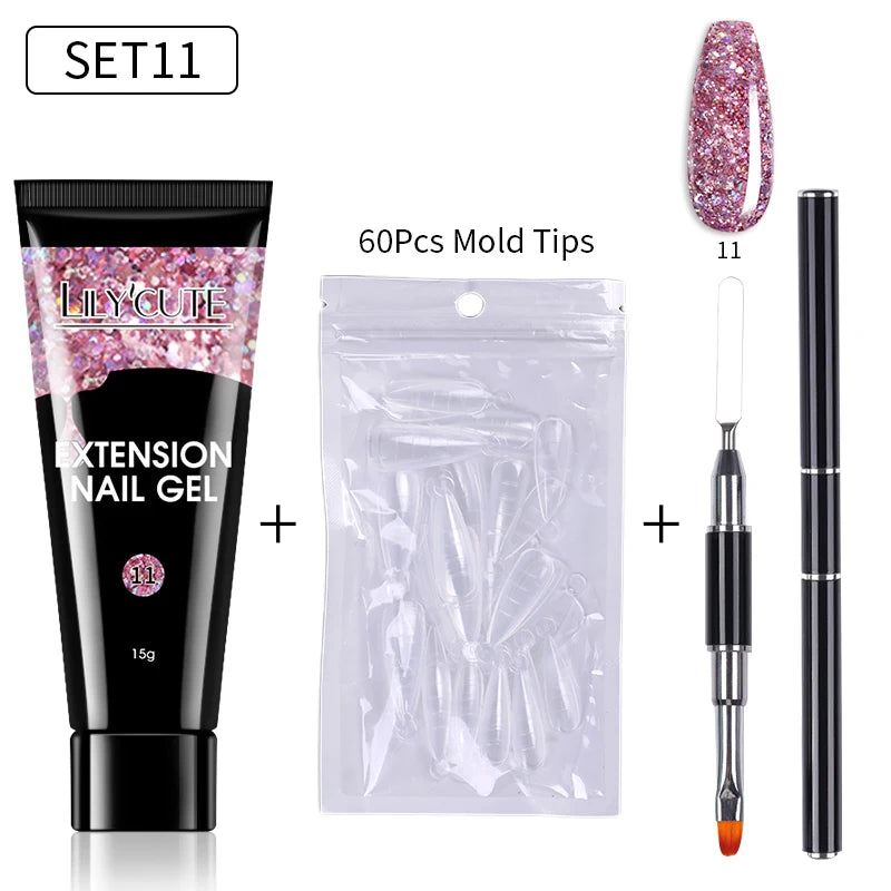 15ml Nail Extension Gel Kit – Soak Off UV Acrylic Gel in White, Clear & Pink for Home or Salon Nail Art