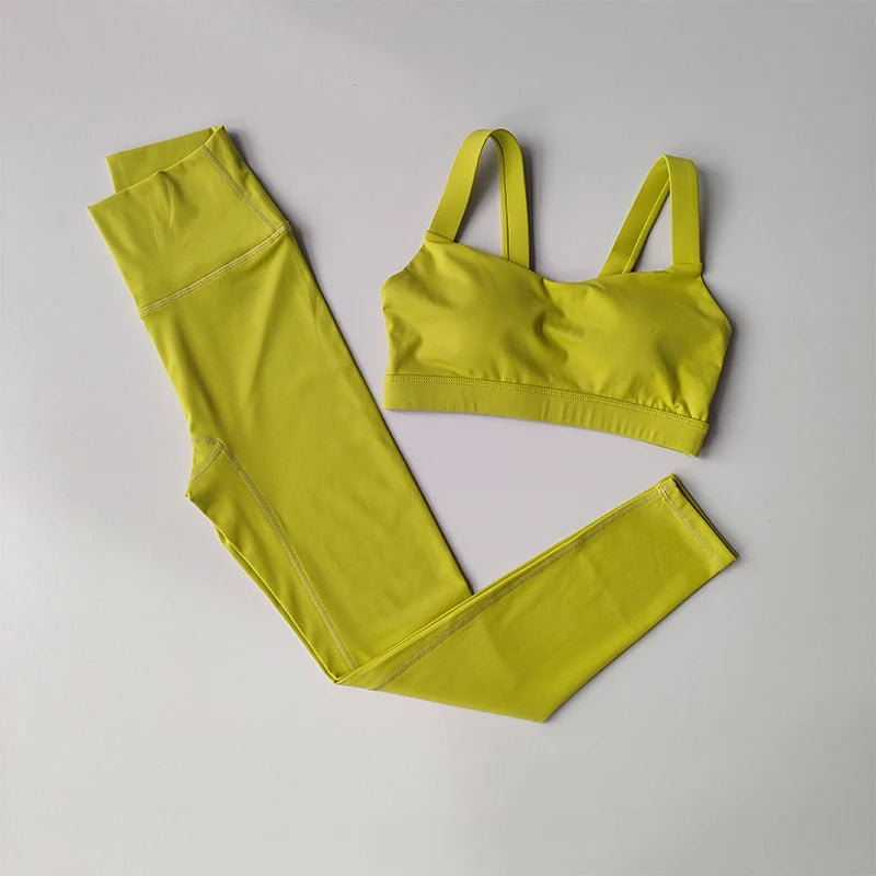 Women's 2-Piece Yoga Set – Seamless Sports Bra & High-Waisted Fast-Drying Leggings for Fitness and Running
