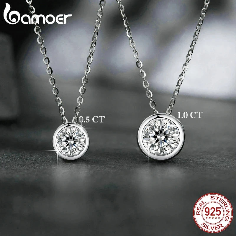 1 Carat Moissanite Pendant Necklace for Women – 925 Sterling Silver Bazel Setting, D Color VVS1 Diamond Look, Wedding & Gift Jewelry