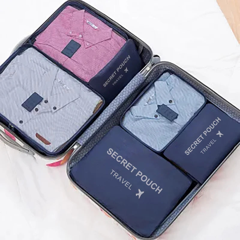 6-Piece Waterproof Travel Storage Bag Set – Large Capacity Oxford Packing Organizers for Clothes, Underwear, and Accessories
