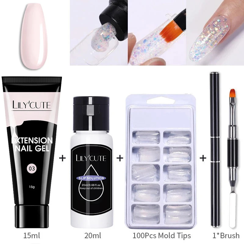 15ml Nail Extension Gel Kit – Soak Off UV Acrylic Gel in White, Clear & Pink for Home or Salon Nail Art