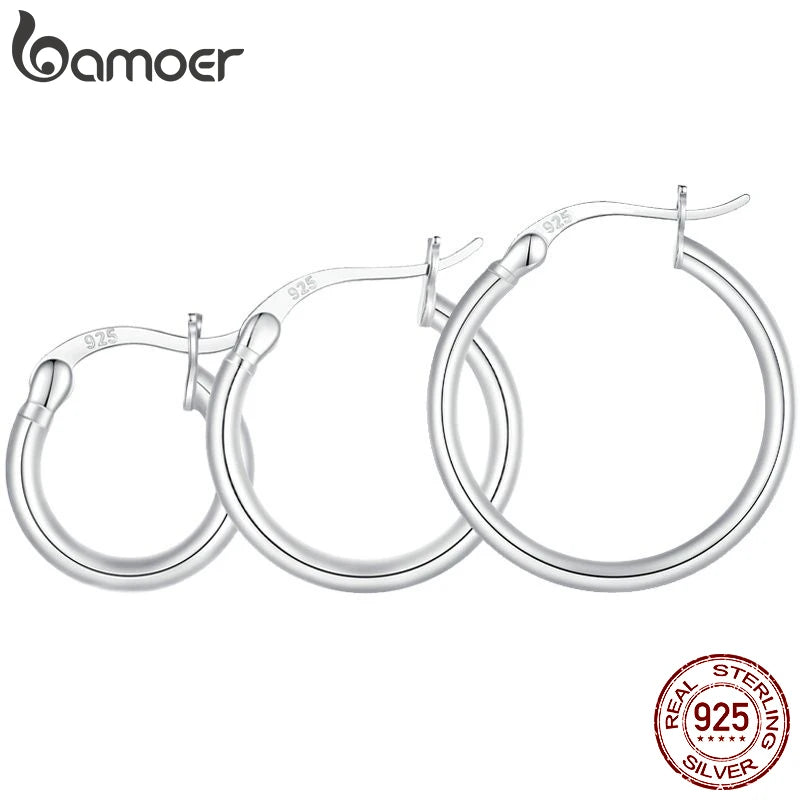 925 Sterling Silver Bold Hoop Earrings – 14K White Gold Plated Hypoallergenic Tube Design for Women