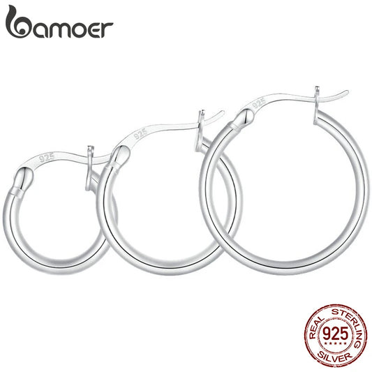925 Sterling Silver Bold Hoop Earrings – 14K White Gold Plated Hypoallergenic Tube Design for Women