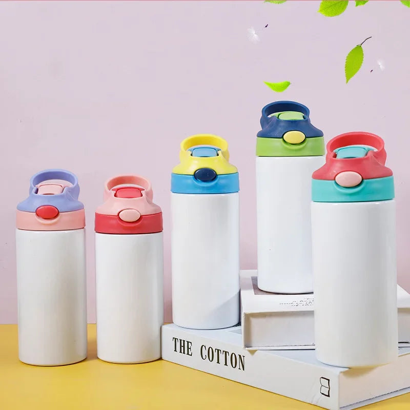 12oz Stainless Steel Kids Sippy Cup – Double Wall Insulated Tumbler with Straw and Flip-Top Lid