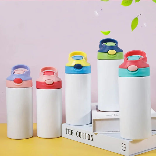 12oz Stainless Steel Kids Sippy Cup – Double Wall Insulated Tumbler with Straw and Flip-Top Lid