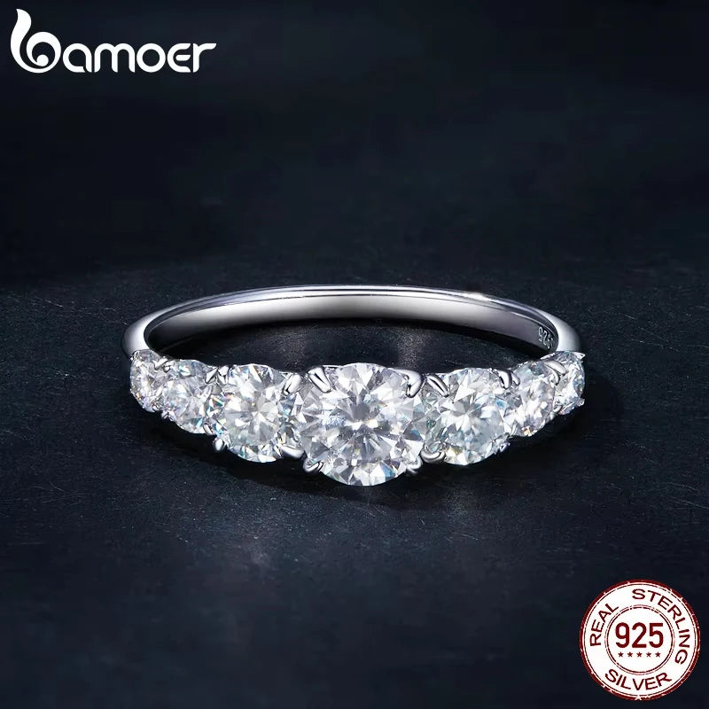 925 Sterling Silver Moissanite Engagement Ring – D Color VVS1 EX Cut Lab Diamond for Women