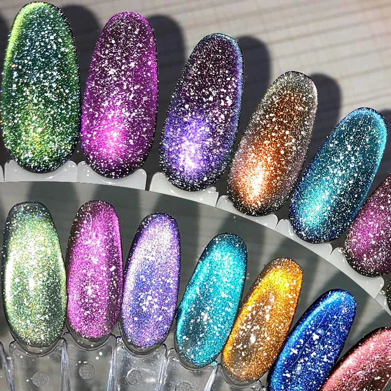 7ml Dynamic Reflective Cat Eye Magnetic Gel – Glitter Soak-Off Nail Polish with 3D Magnet Effect