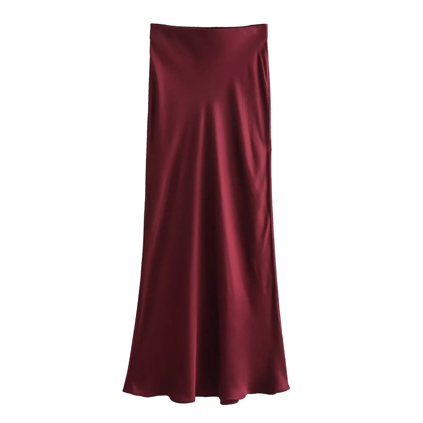 Solid Satin Mermaid Skirt – Women's Elegant Slim Fit Ankle-Length Beach Style Skirt