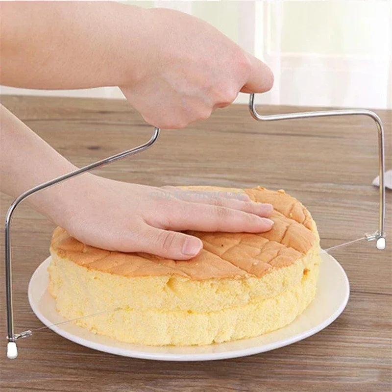Adjustable Stainless Steel Cake Slicer – Double Wire Bread and Cake Cutter for Even Layering and Baking