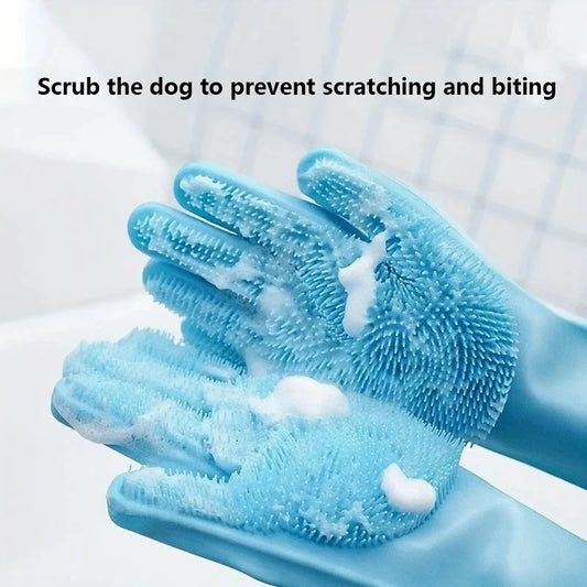 Silicone Pet Grooming Gloves – Deshedding, Bathing & Hair Removal Scrubber for Dogs and Cats