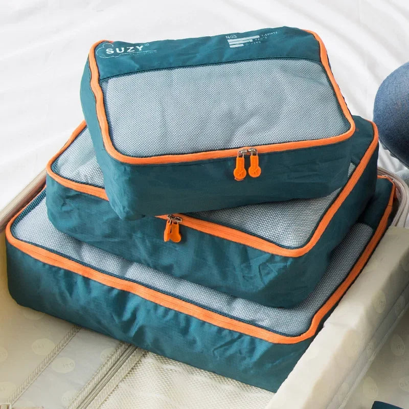7-Piece Travel Storage Organizer Set – Portable Luggage Packing Cubes and Shoe Pouches