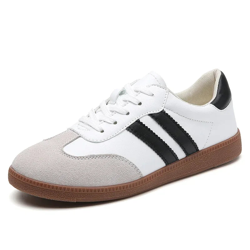 Women’s White Platform Sneakers – Fashion Casual Lace-Up Vulcanized Flats, Comfortable Everyday Walking Shoes for Spring Style