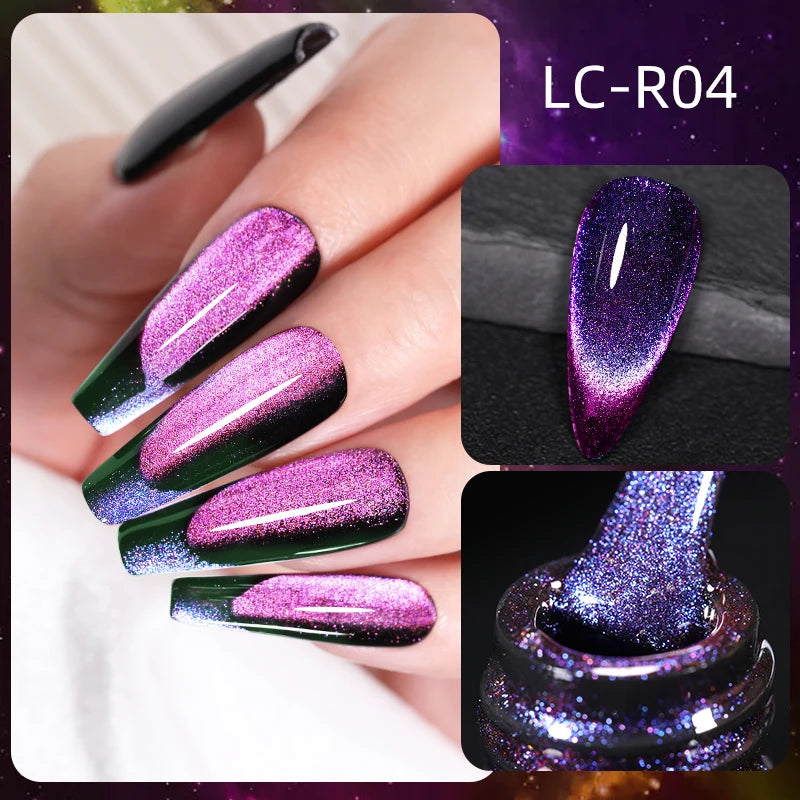 7ml Dynamic Reflective Cat Eye Magnetic Gel – Glitter Soak-Off Nail Polish with 3D Magnet Effect