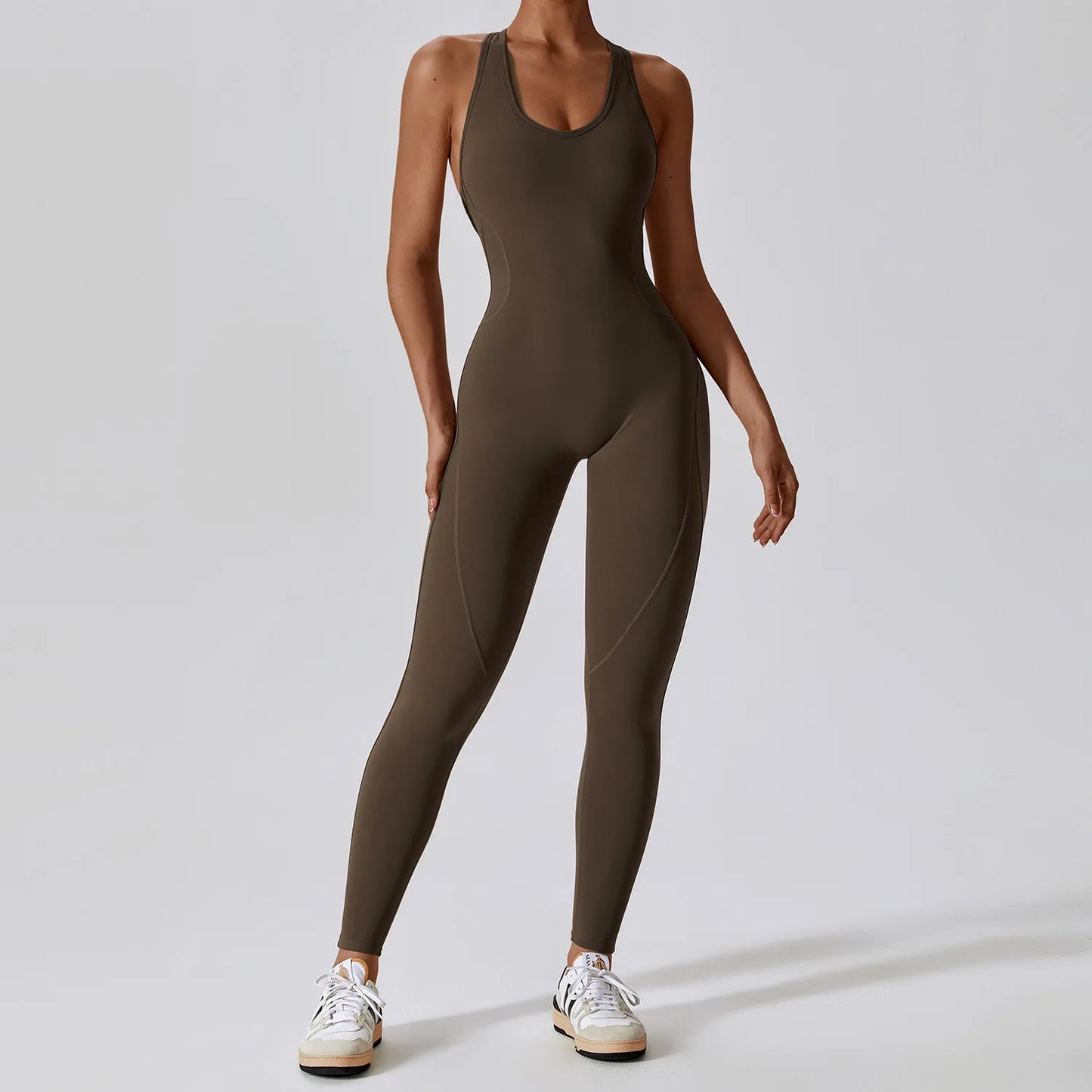 Women's Sleeveless Yoga Jumpsuit – Full-Length Push-Up Activewear for Fitness, Pilates & Gym