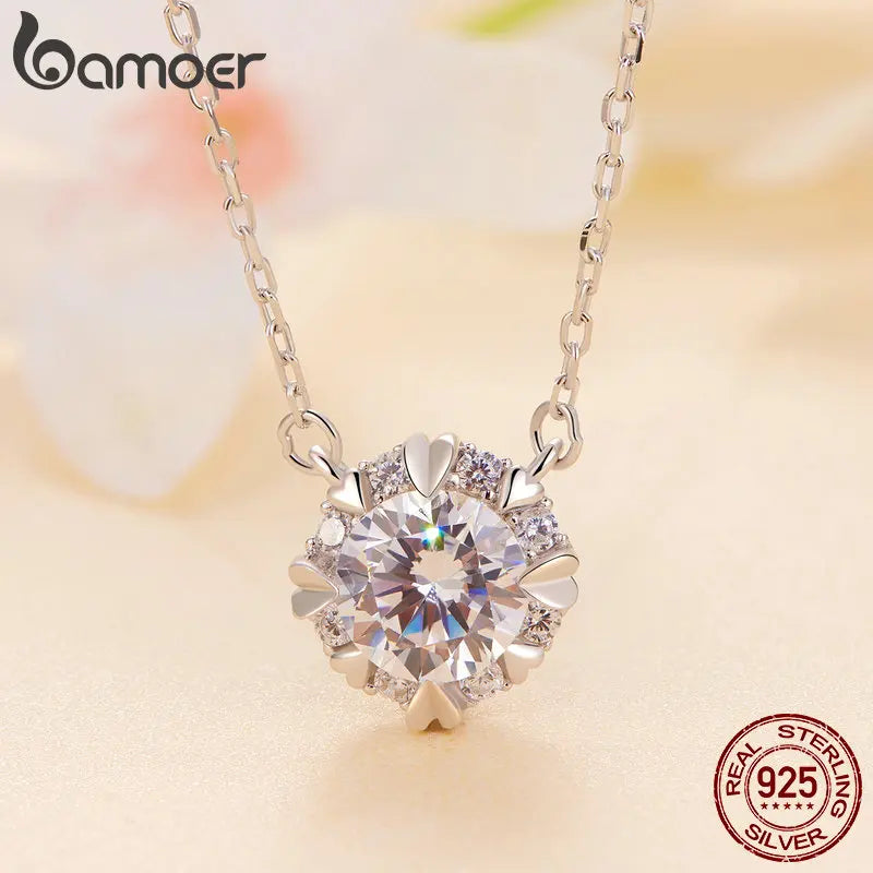 1.0 Carat Round Moissanite Pendant Necklace – D Color VVS1 Stone on 925 Sterling Silver Chain for Women