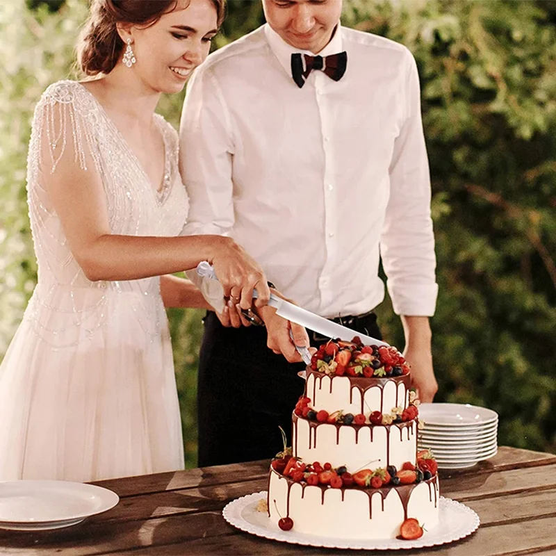 Stainless Steel Cake Knife and Spatula Set – Acrylic Handle Cake Cutter & Pie Server for Weddings, Birthdays, and Parties