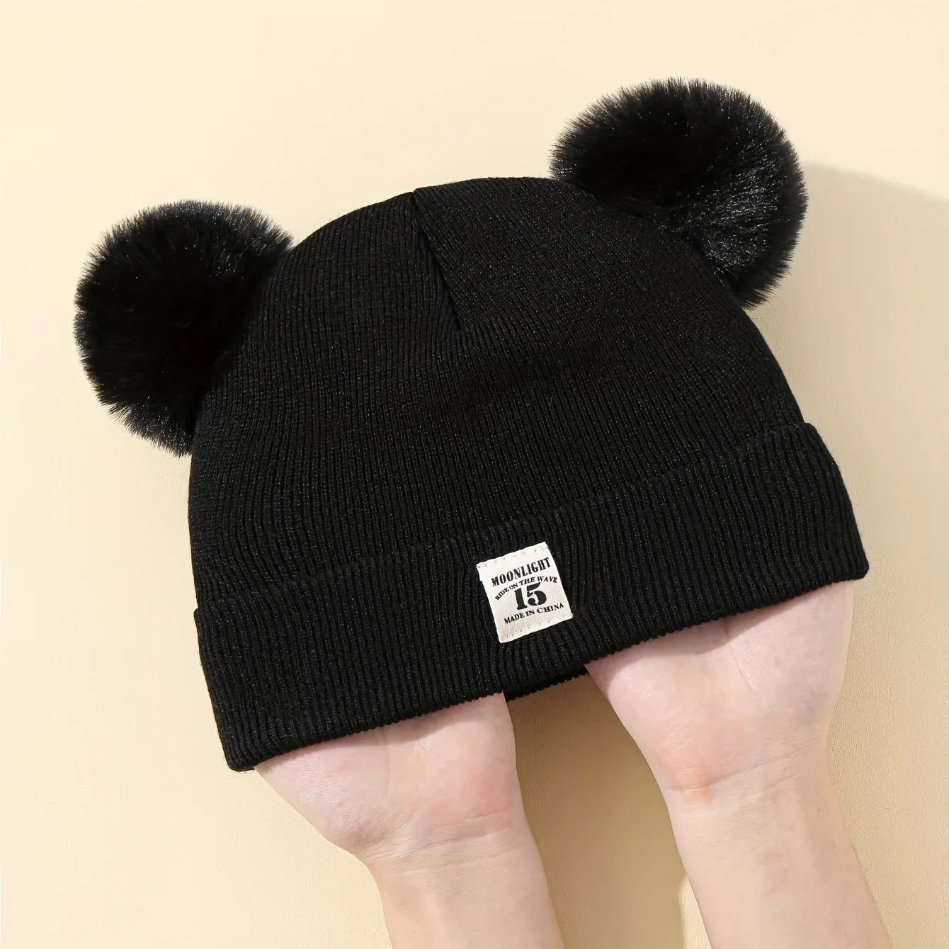 Solid Color Wool Knitted Baby Bonnet with Pompom – Warm Winter Beanie Cap for Newborns and Toddlers (0–3Y)