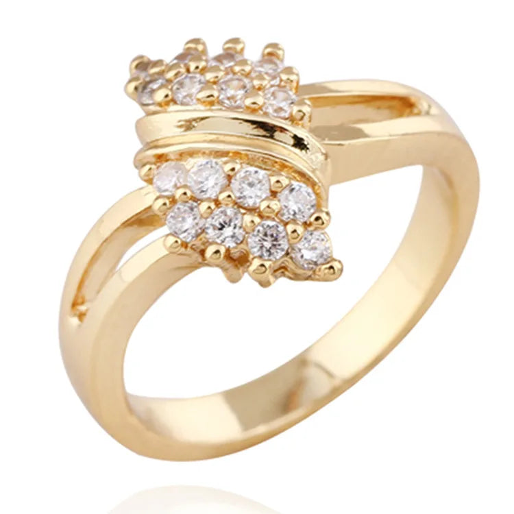 14K Yellow Gold Irregular Geometric Diamond Cocktail Ring for Women – Boho Chic Engagement Party Jewelry