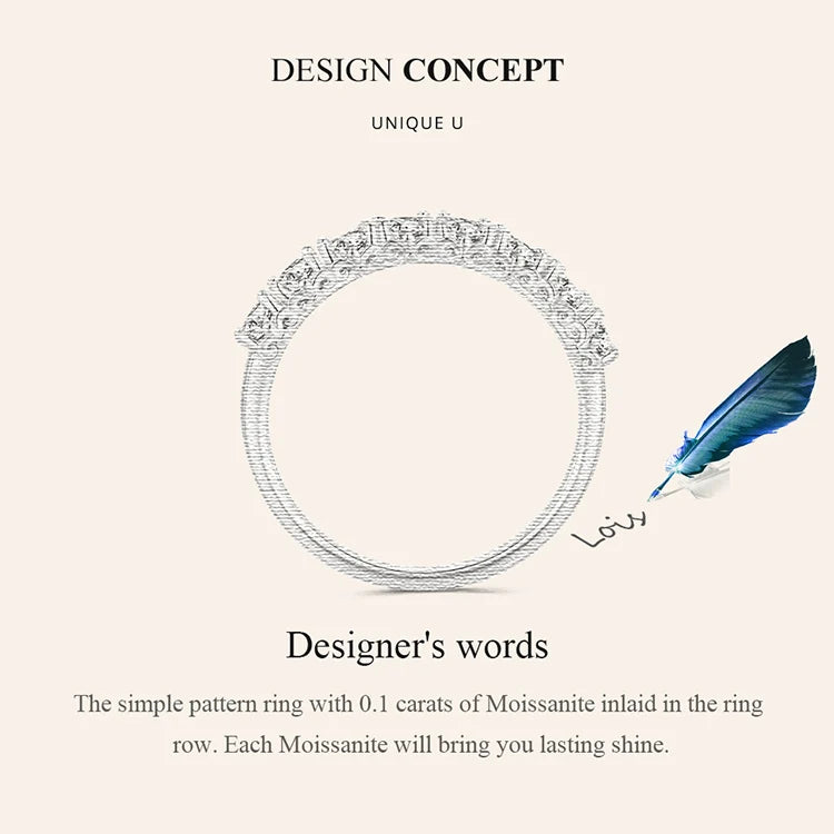 0.8CT Round Moissanite Eternity Ring – 925 Sterling Silver Classic Wedding Band for Women