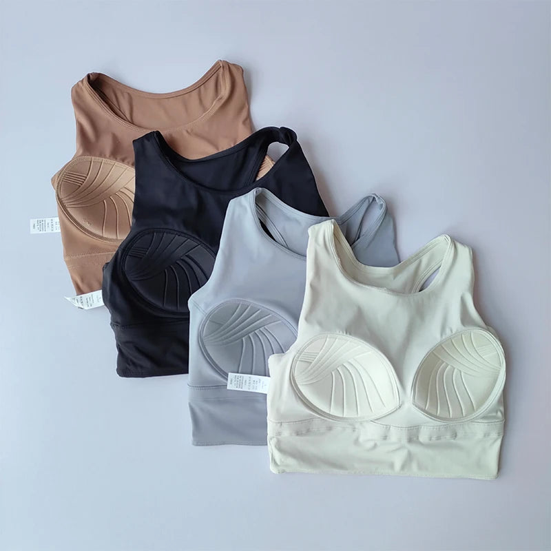 Women's Shock-Proof Full-Cup Sports Vest – Breathable All-in-One Running & Yoga Bra