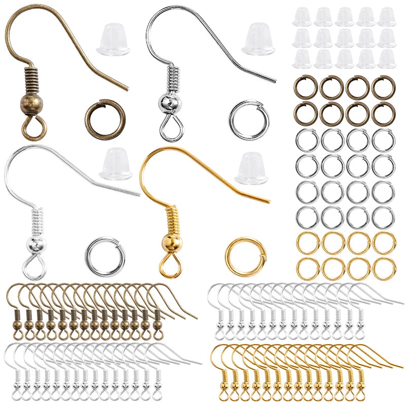 300Pcs Hypoallergenic Earring Hooks Kit – Jump Rings & Rubber Backs for DIY Jewelry Making Accessories