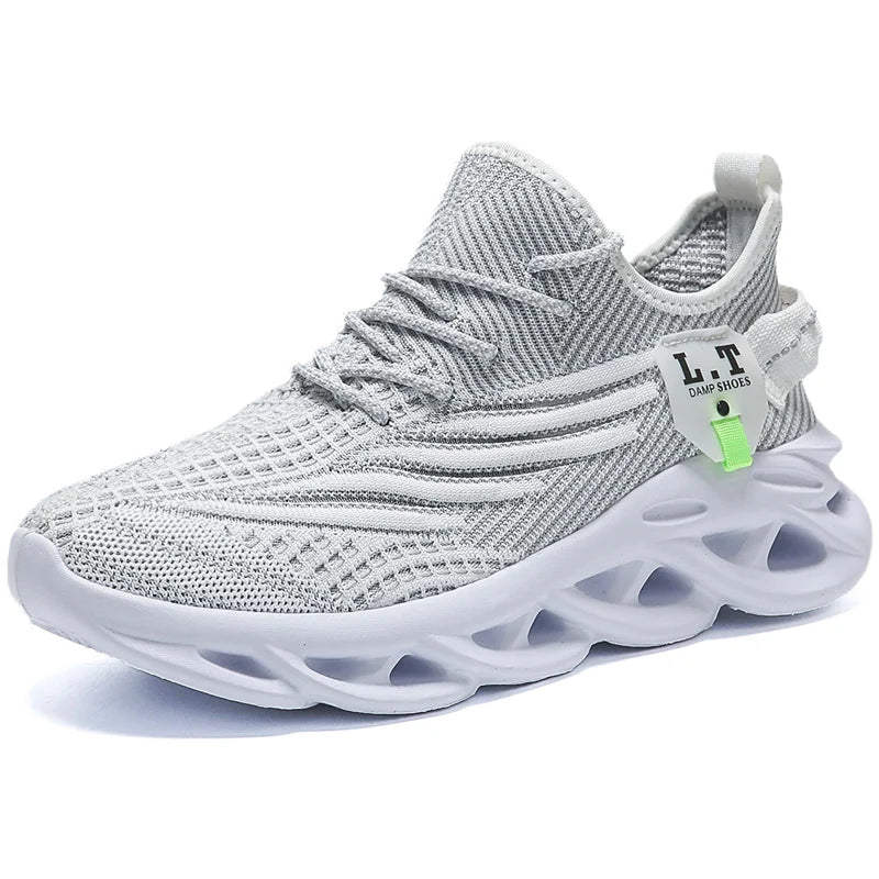 Unisex Low-Top Running Sneakers – Breathable Mesh Sports Shoes with Elastic Band for Jogging and Casual Wear