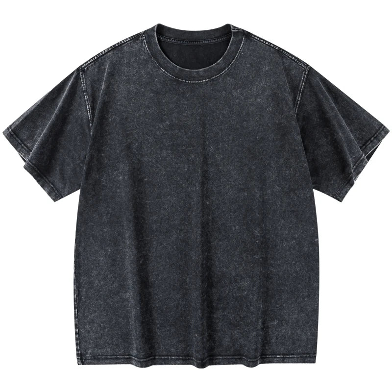 Unisex Washed Vintage Cotton T-Shirt – Loose Fit Retro Hip-Hop Harajuku Style Tee for Streetwear & Casual Summer Looks