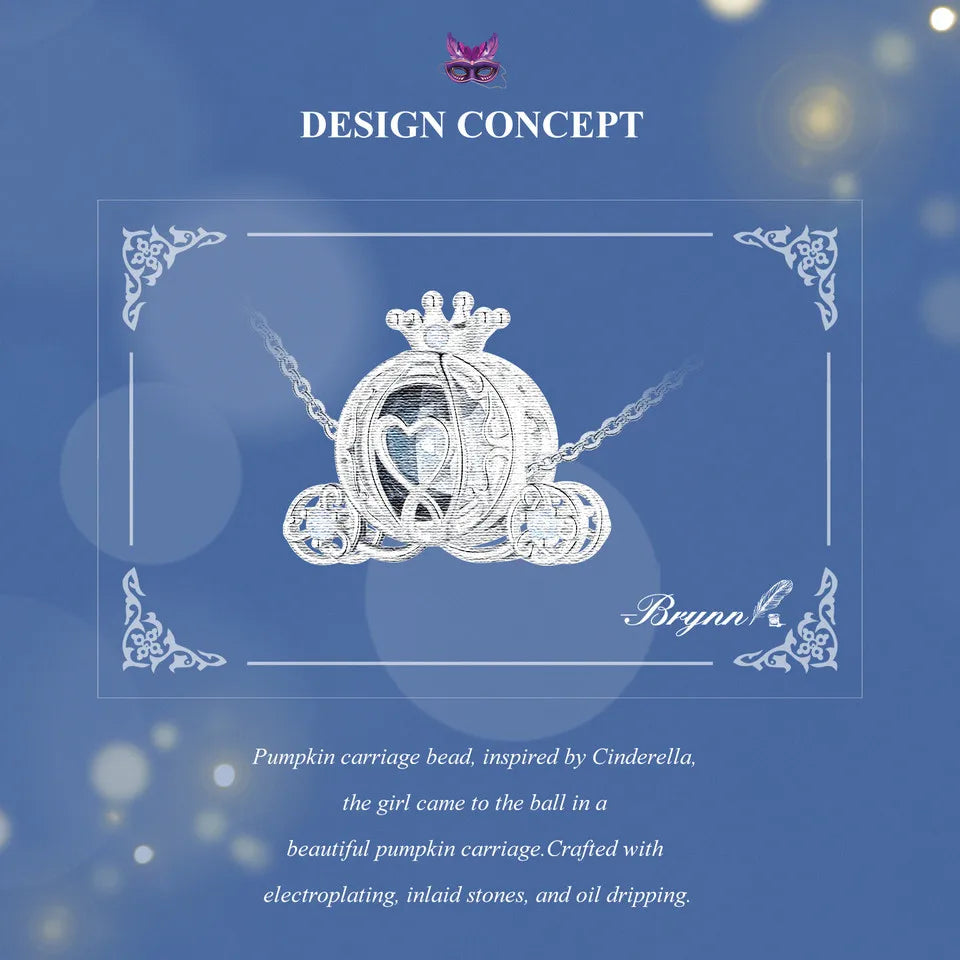 Sterling Silver Pumpkin Carriage & Dancing Shoes Charm Bead – Heart-Shaped Pendant for DIY Bracelets