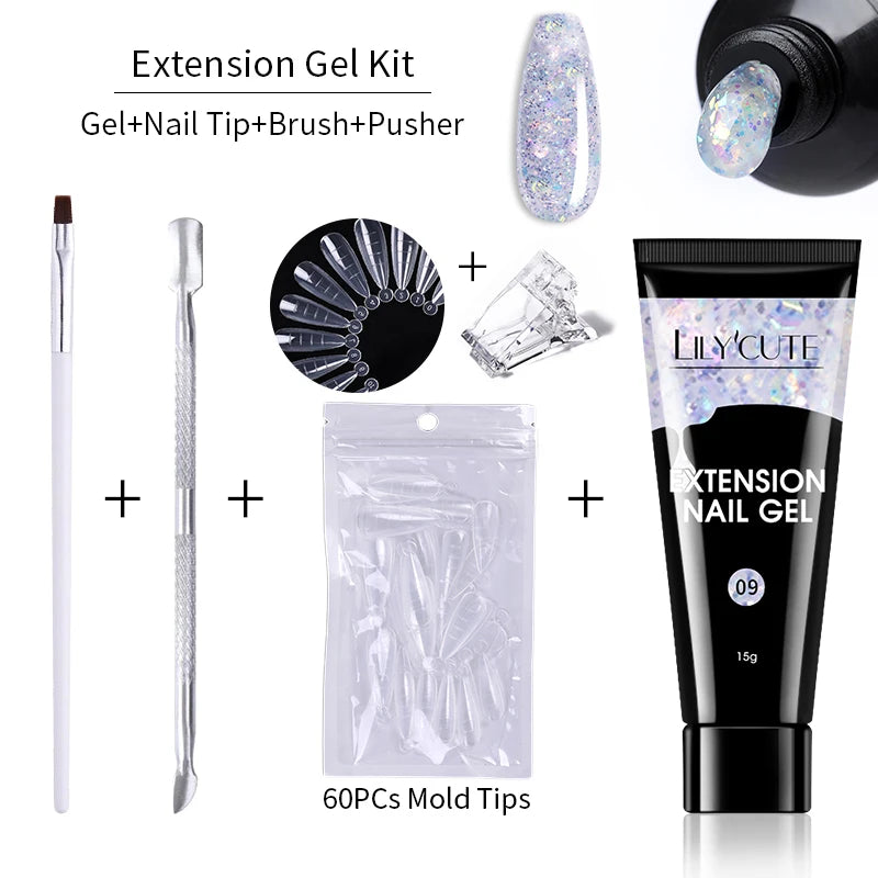 15ml Nail Extension Gel Kit – Soak Off UV Acrylic Gel in White, Clear & Pink for Home or Salon Nail Art