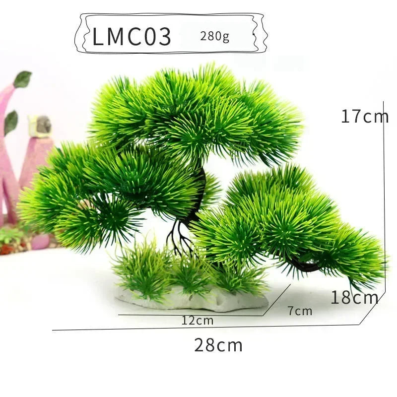 Simulation Aquarium Plant Decoration – Plastic Water Plants, Flowers, Trees, and Rock Accessories for Fish Tank Landscaping
