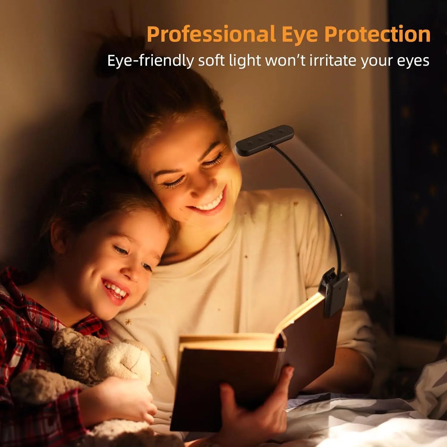 14-LED USB Rechargeable Book Light – Warm, Cool, Daylight Modes – Flexible Clip-On Reading Lamp for Bed, Travel, or Study