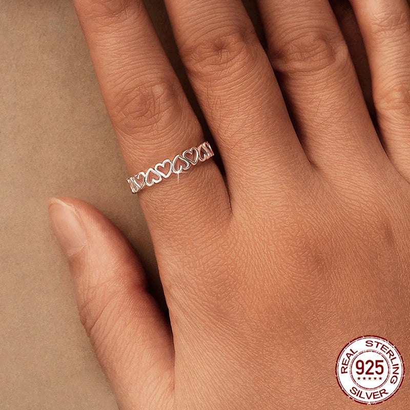 925 Sterling Silver Heart Stackable Ring – Classic Valentine's Love Band for Women