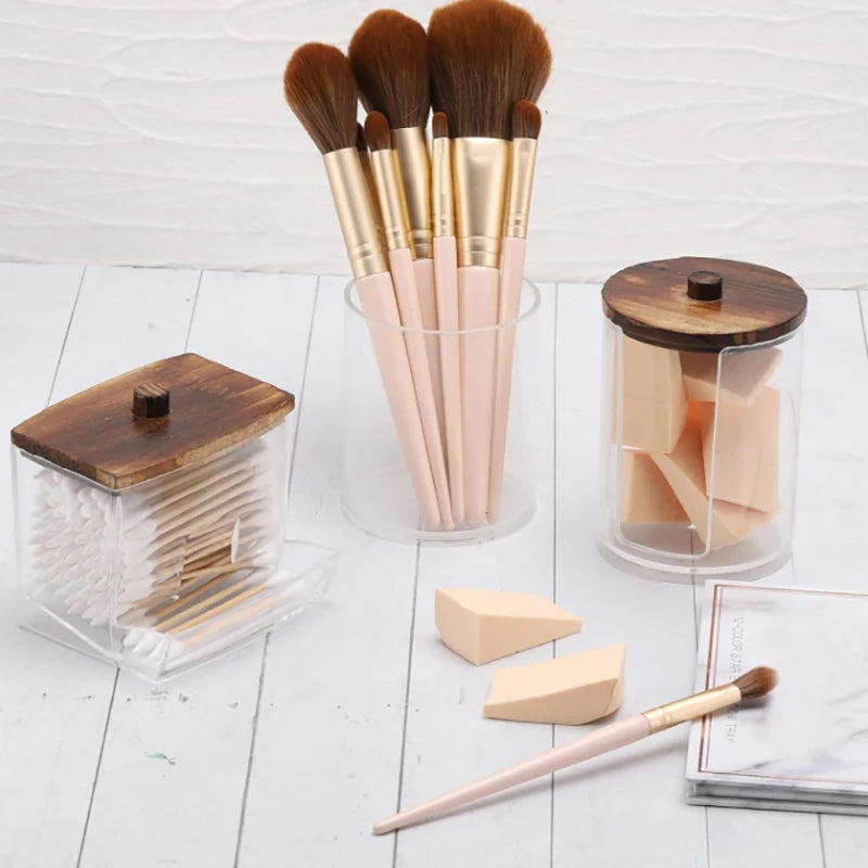 Bathroom Organizer Jar Set with Clear Lids – Qtip Holder, Cotton Swab Dispenser, Cotton Ball Storage