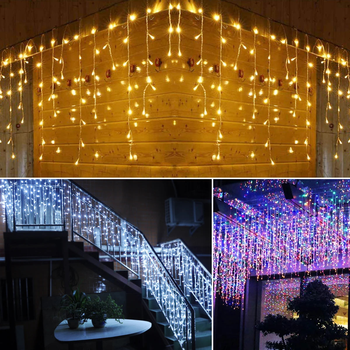 5M Outdoor Icicle LED String Lights – Waterproof Garland Curtain Lights for Garden, Party, Eaves & Wedding Decor (96 LEDs, 8 Modes)