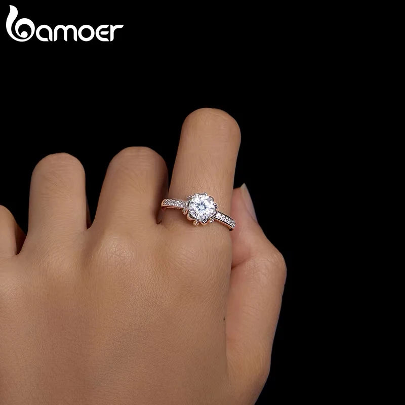 1 Carat Moissanite Flower Ring – D Color VVS1 Round Solitaire on 925 Sterling Silver Plant-Inspired Engagement Band for Women