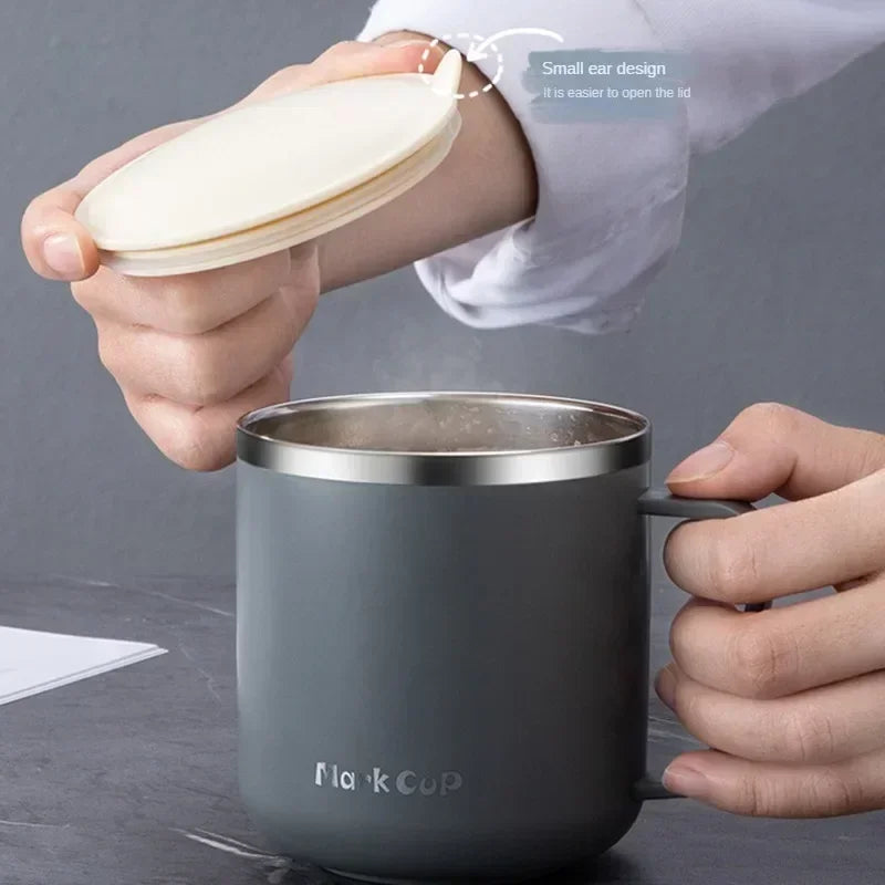 304 Stainless Steel Insulated Coffee Mug with Handle and Lid – 400ML Portable Thermos Cup