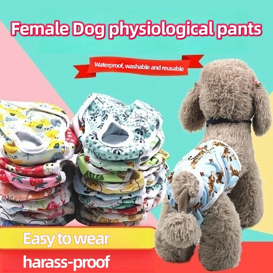 Washable Female Dog Diaper – Reusable Anti-Nuisance Menstrual Pants with Adjustable Velcro & Waterproof Fabric