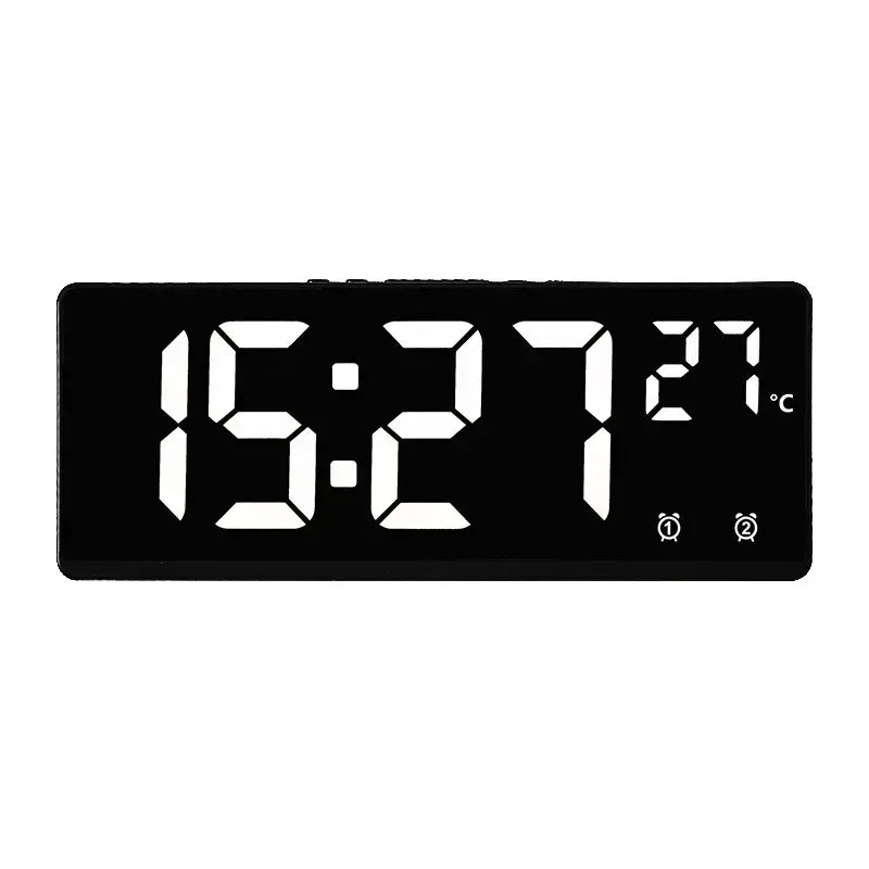 Voice Control LED Digital Alarm Clock – Dual Alarm, Temperature Display, Snooze & Night Mode Desk Clock